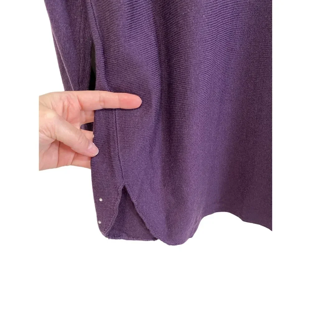 INC International Concepts Boat Neck Rhinestone Wool Blend Sweater Size L Purple